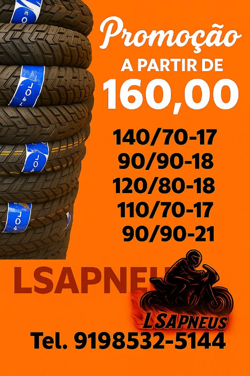 Promoção de Pneus para Motos a partir de R$160,00