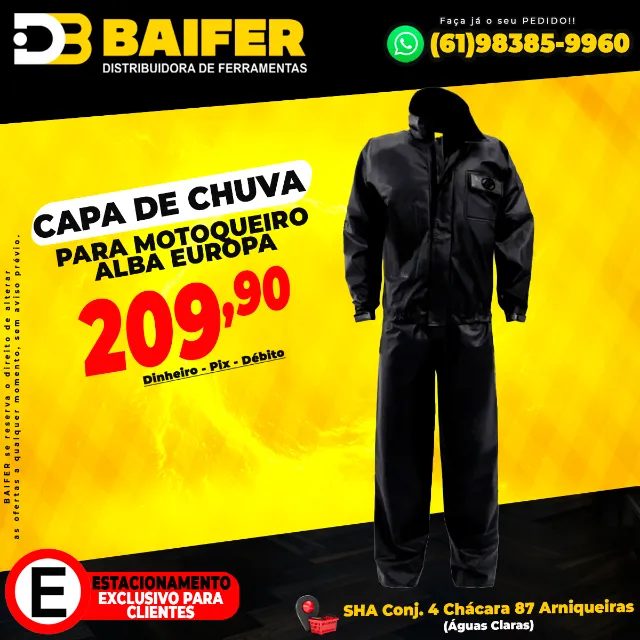 Capa de Chuva Motoqueiro Alba Europa