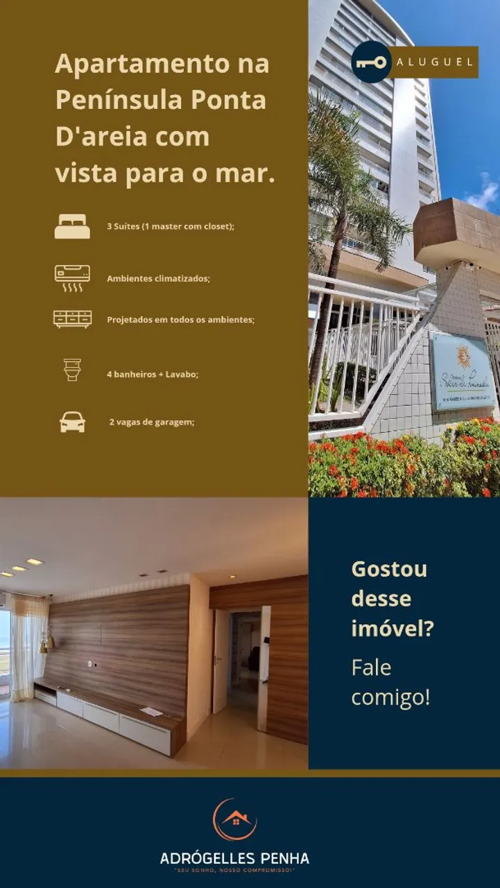 ALUGUEL - Apartamento 3 suítes na Península Ponta D'areia
