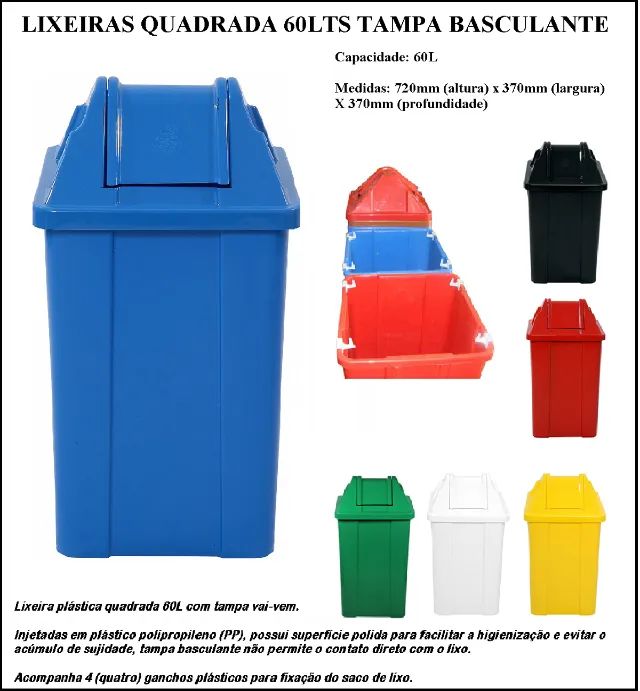 Lixeiras plástica 60lts tampa basculante OFERTA ultimas unidades - Foto 3