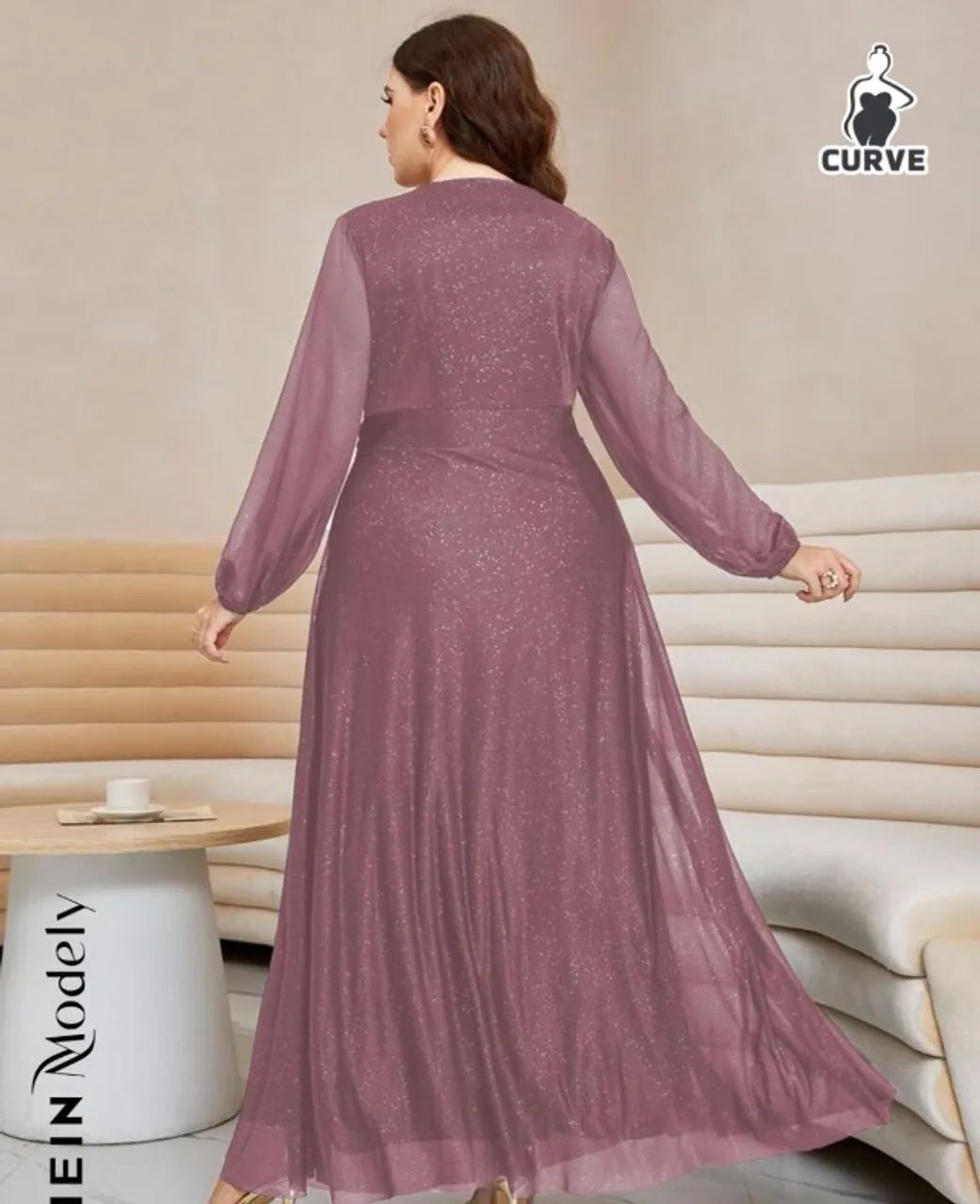 Vestido longo rosé gg de festa com brilho e elasticidade - usado 1 vez - Foto 4