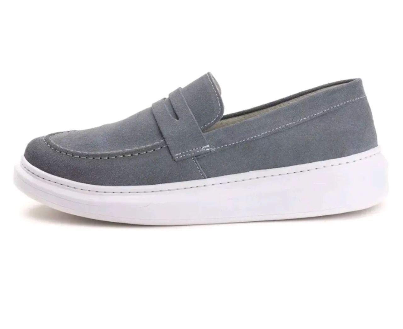 Sapatênis Loafer Cinza Casual e Azul.  - Foto 2