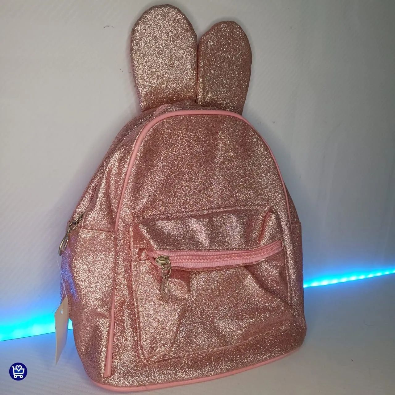 Mochila Rosa Glitter com orelhas de coelho