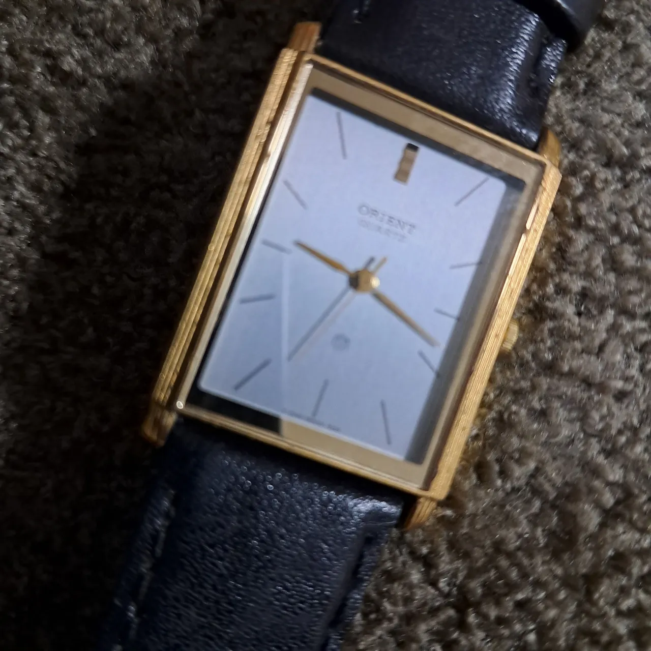 Relógio Orient Quartz Dourado Retangular Vintage