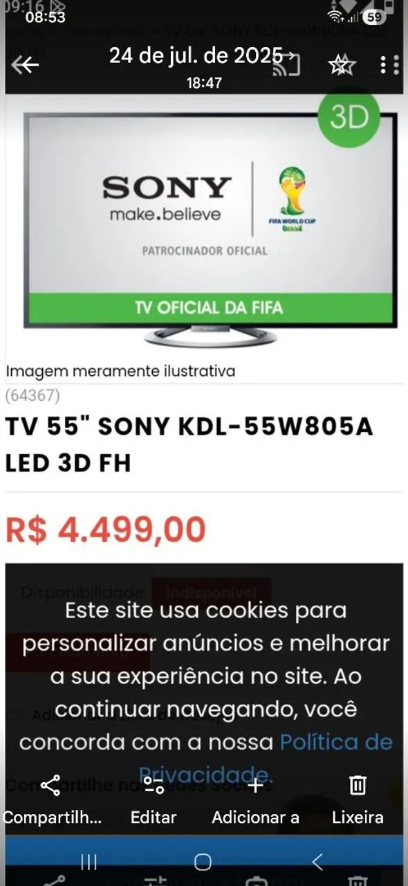 Smart TV sony 55"
