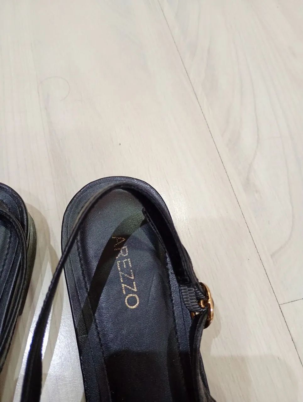 Sapatilha Preta Couro Slingback Cabedal Vazado - Foto 3