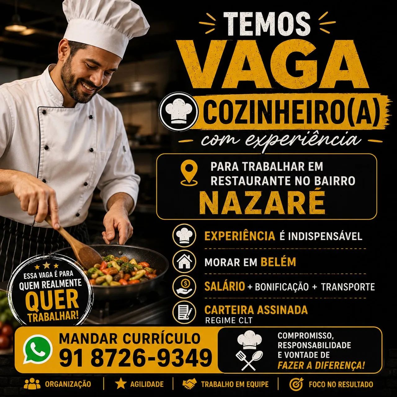 Cozinheira ou Cozinheiro 