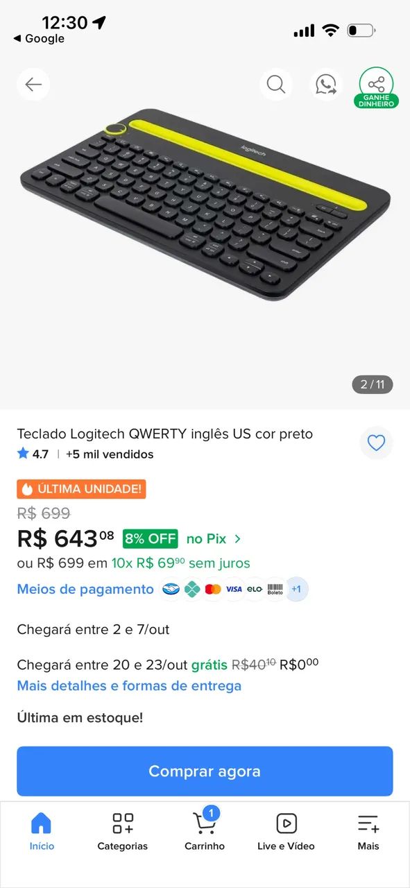 Teclado logitech qwerty k480 como novo - Foto 3