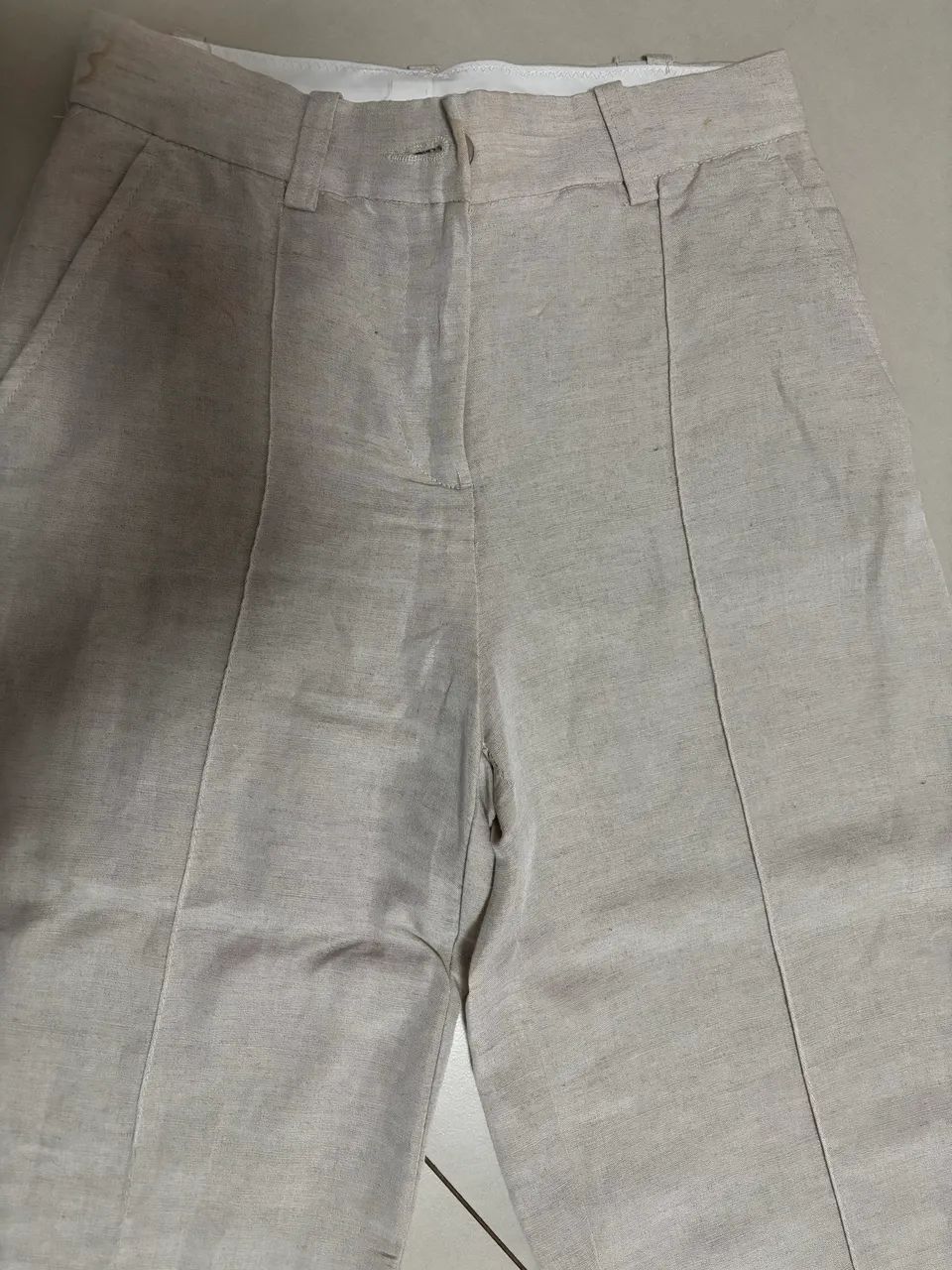 Calça nova de linho H&M nova nunca usada cor cru - Foto 4