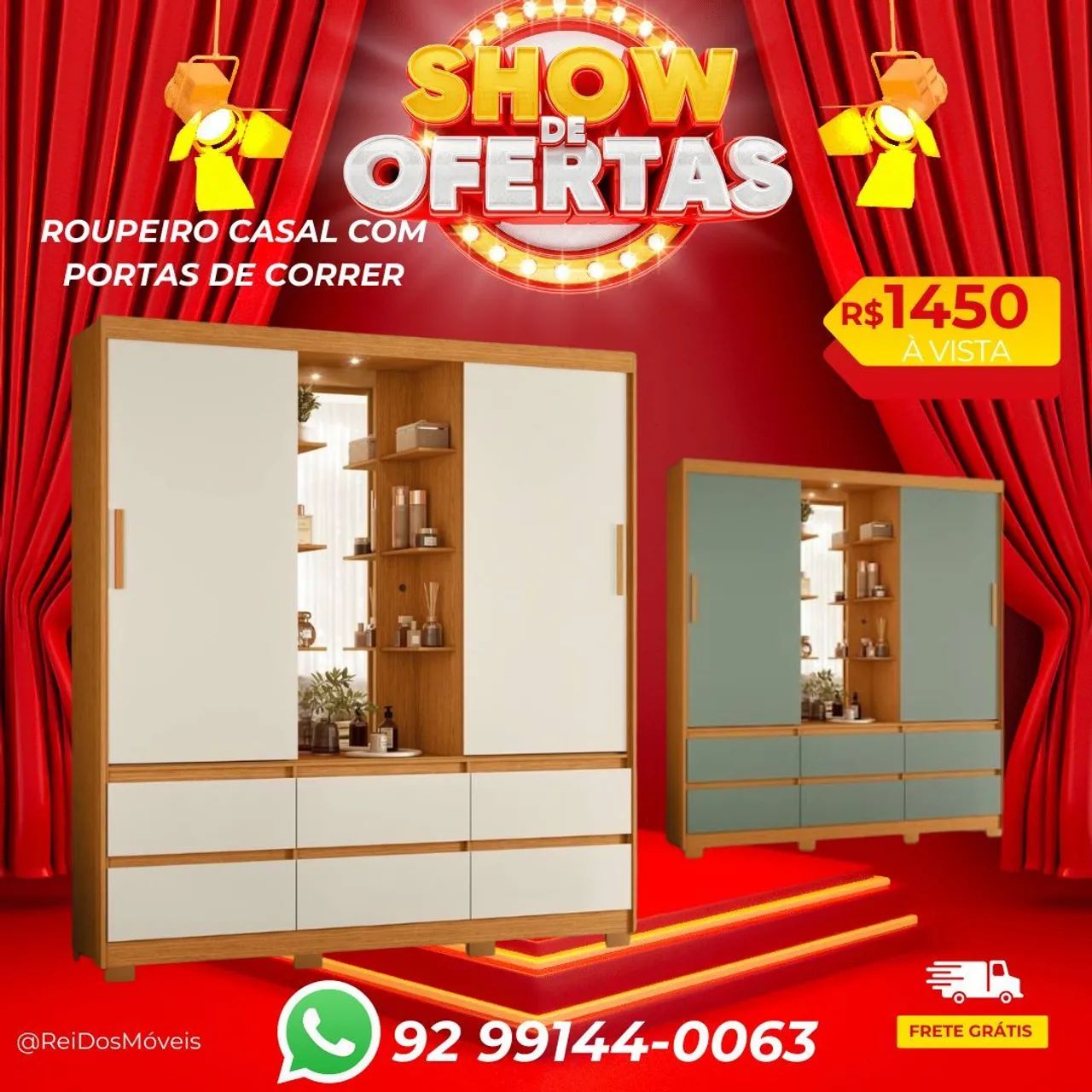 Guarda roupa casal com portas de correr 