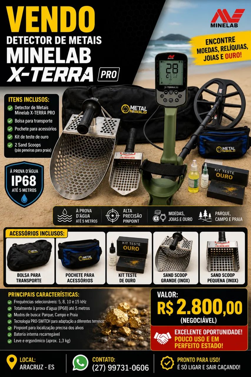 DETECTOR DE METAIS MINELAB X-TERRA PRO