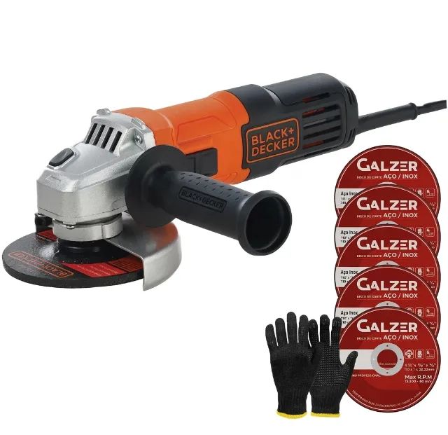 Esmerilhadeira 650w G650 Black+Decker + 5 Discos de Corte + 1 Par de luvas - Foto 2