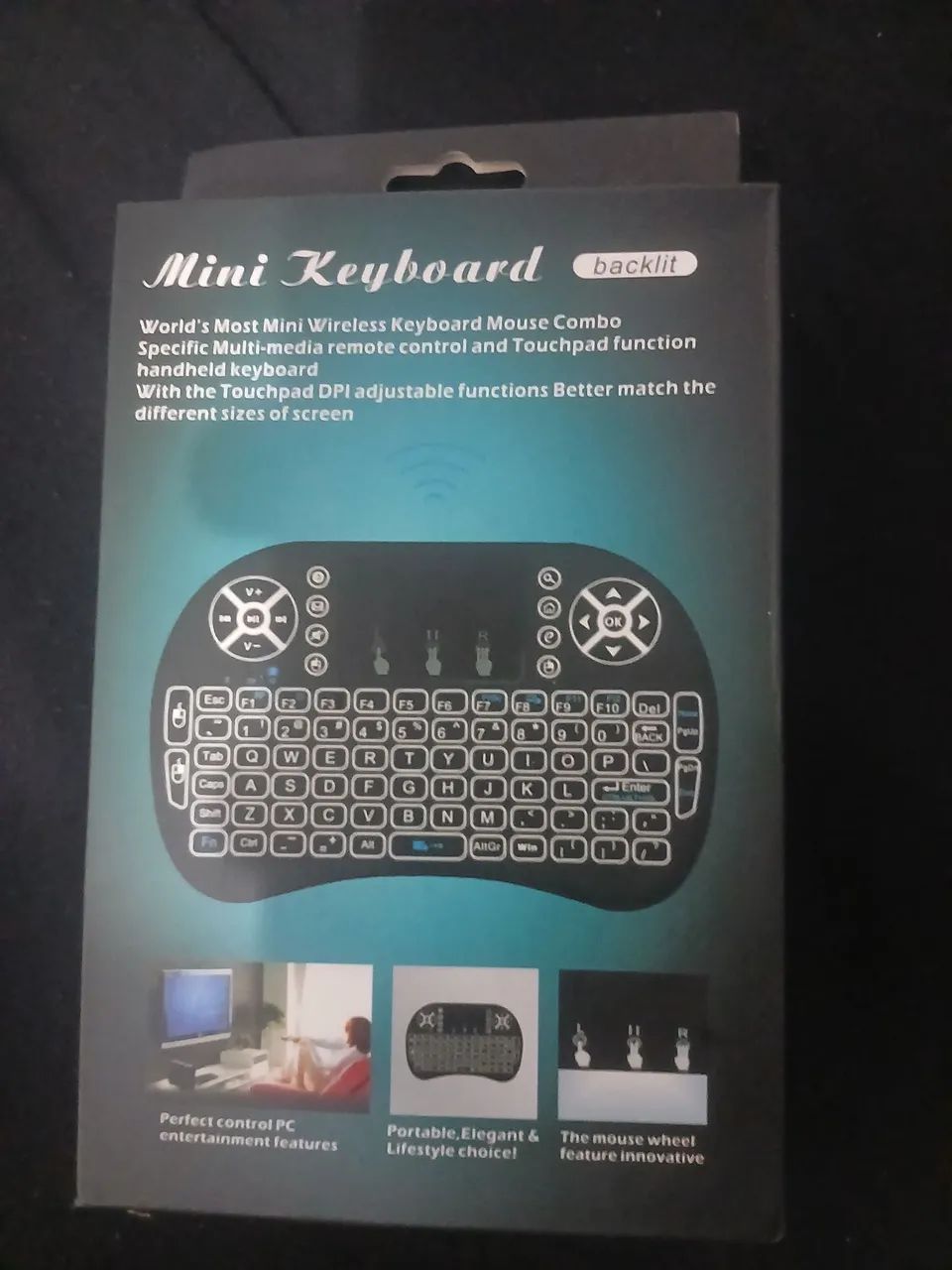 Mini Teclado Wireless com led e touchpad integrado, ideal para TV ,Vídeo game e computador