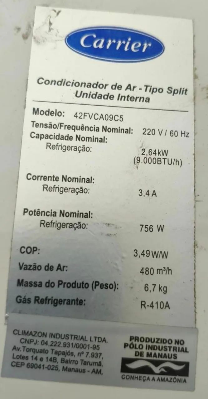 SPLIT 9.000 BTU CARRIER - Foto 3