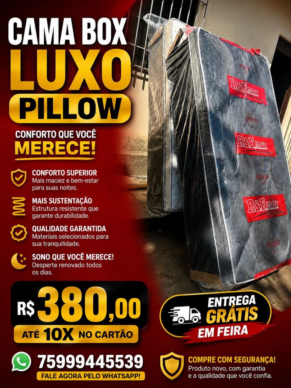 Cama box luxo Pillow solteiro 