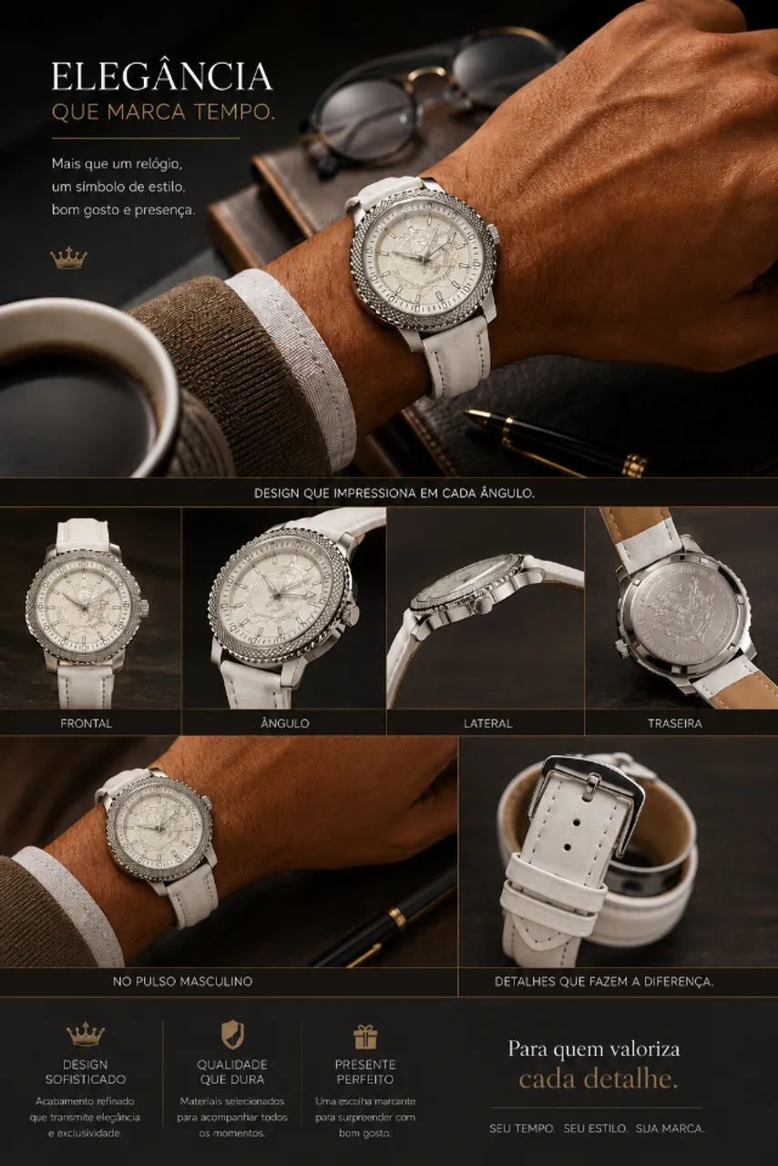 Relógio Masculino Branco Elegante
