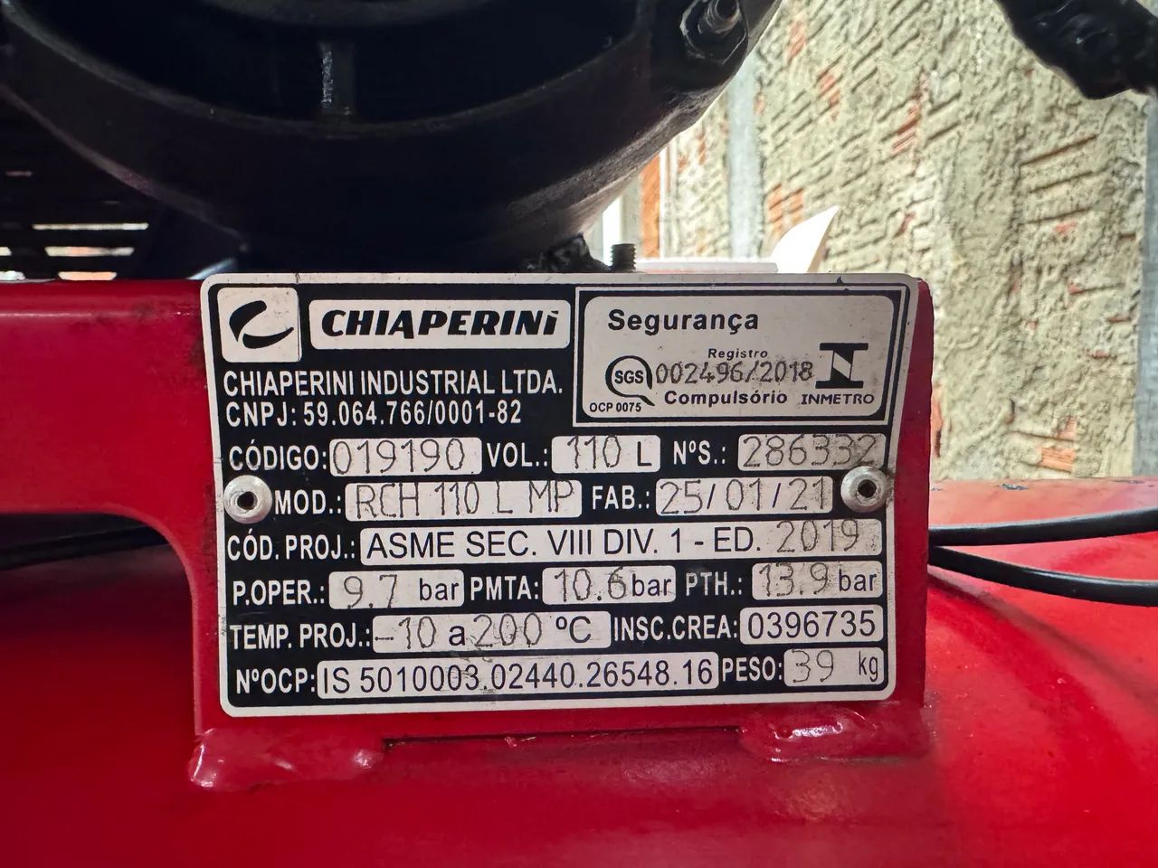 COMPRESSOR CHIAPERINI 110litros 10 PÉS  - Foto 4