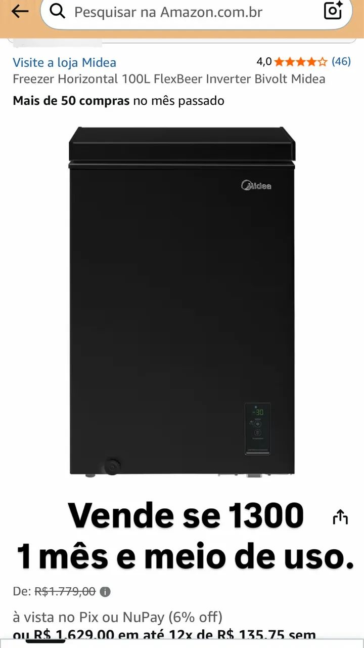 Freezer um mês de uso