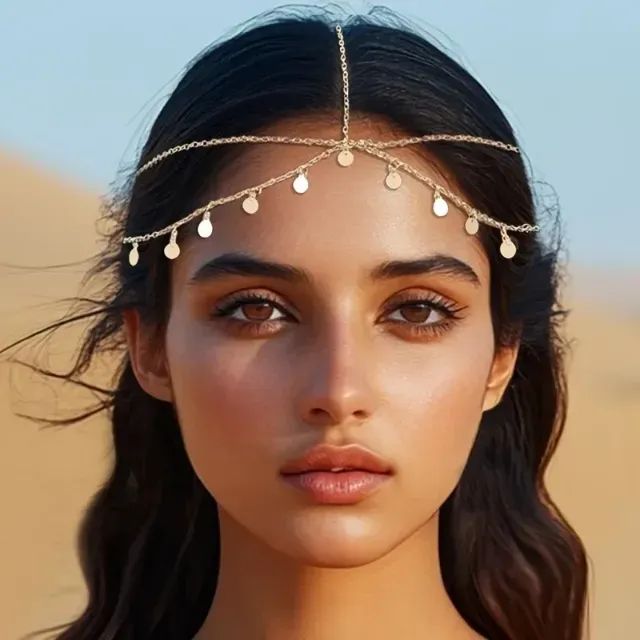 Acessório De Cabelo Tiara Head Chain Medalhinhas Dourada