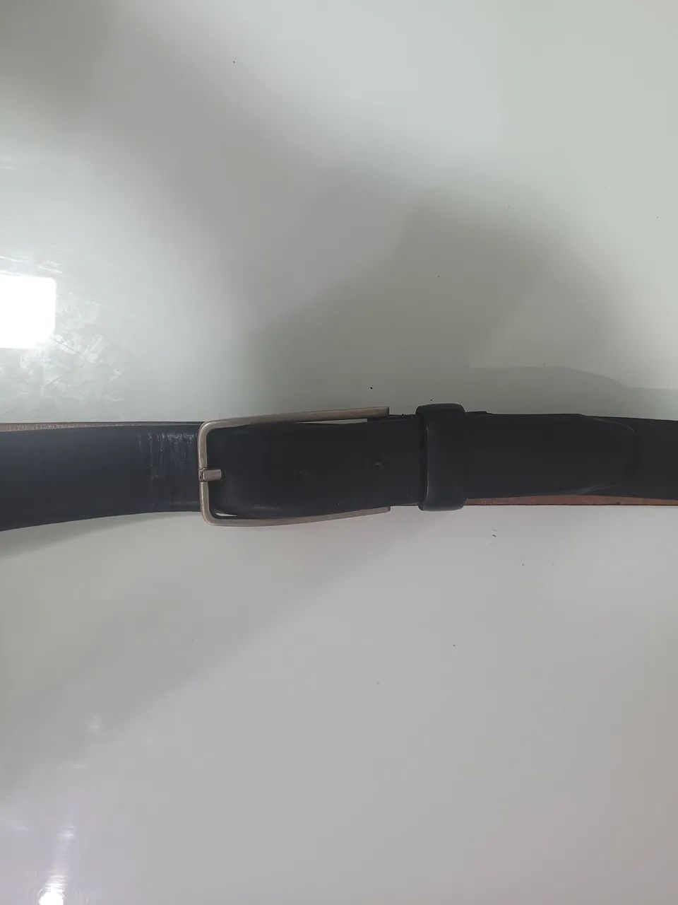 Cinto 100% couro preto tam 100 fivela metal - Foto 2