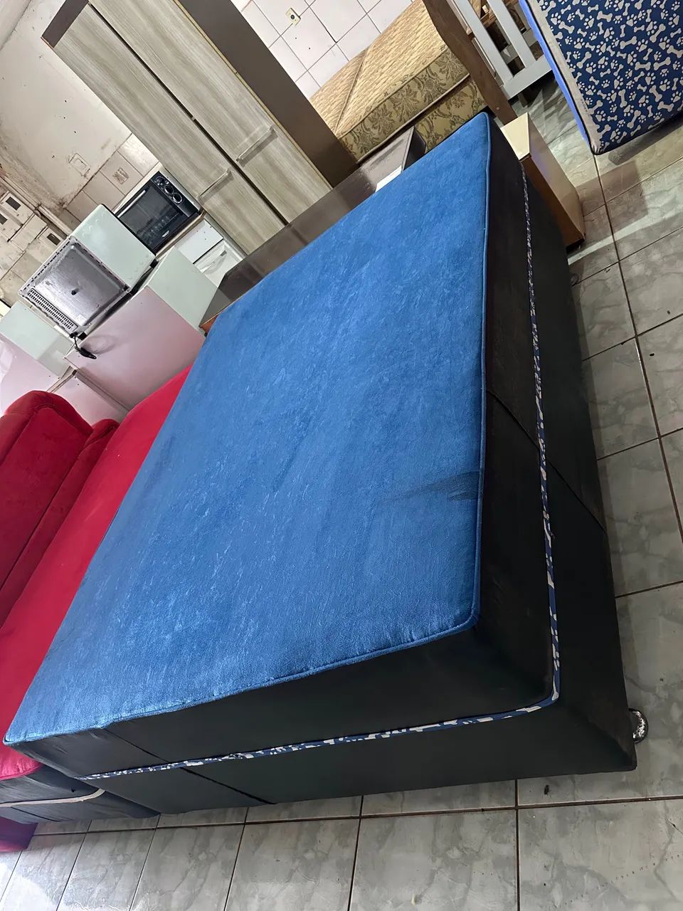 Cama de casal box azul nova  - Foto 3