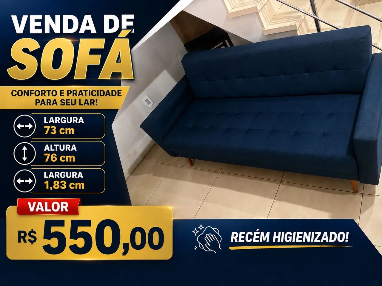 Sofá 03 lugares 