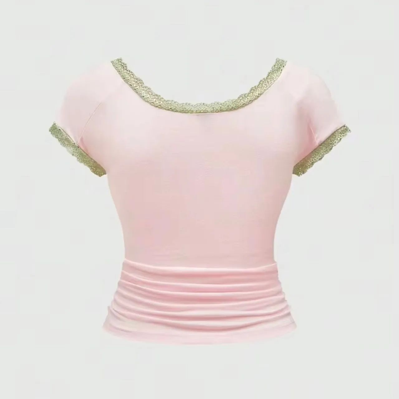 Top Rosa Romwe com Bordado de Coelho, Renda e Franzido Lateral - ACEITO OFERTAS - Foto 2