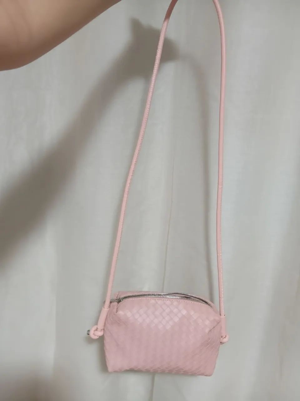 Bolsa Transversal Rosa Pastel - Textura Trançada