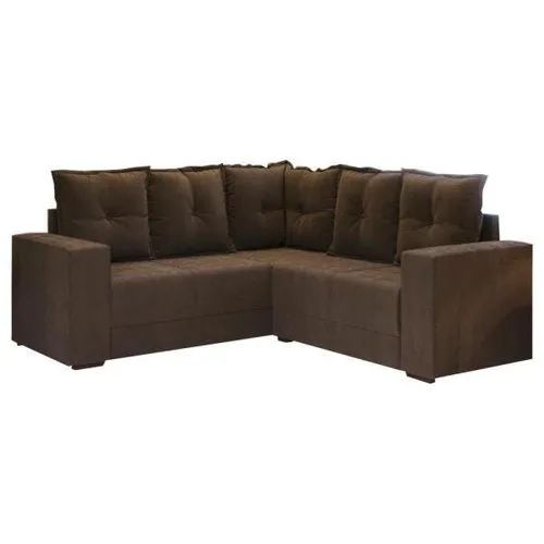 Estofado modelo de canto marrom veludo com 6 almofadas  - Foto 2