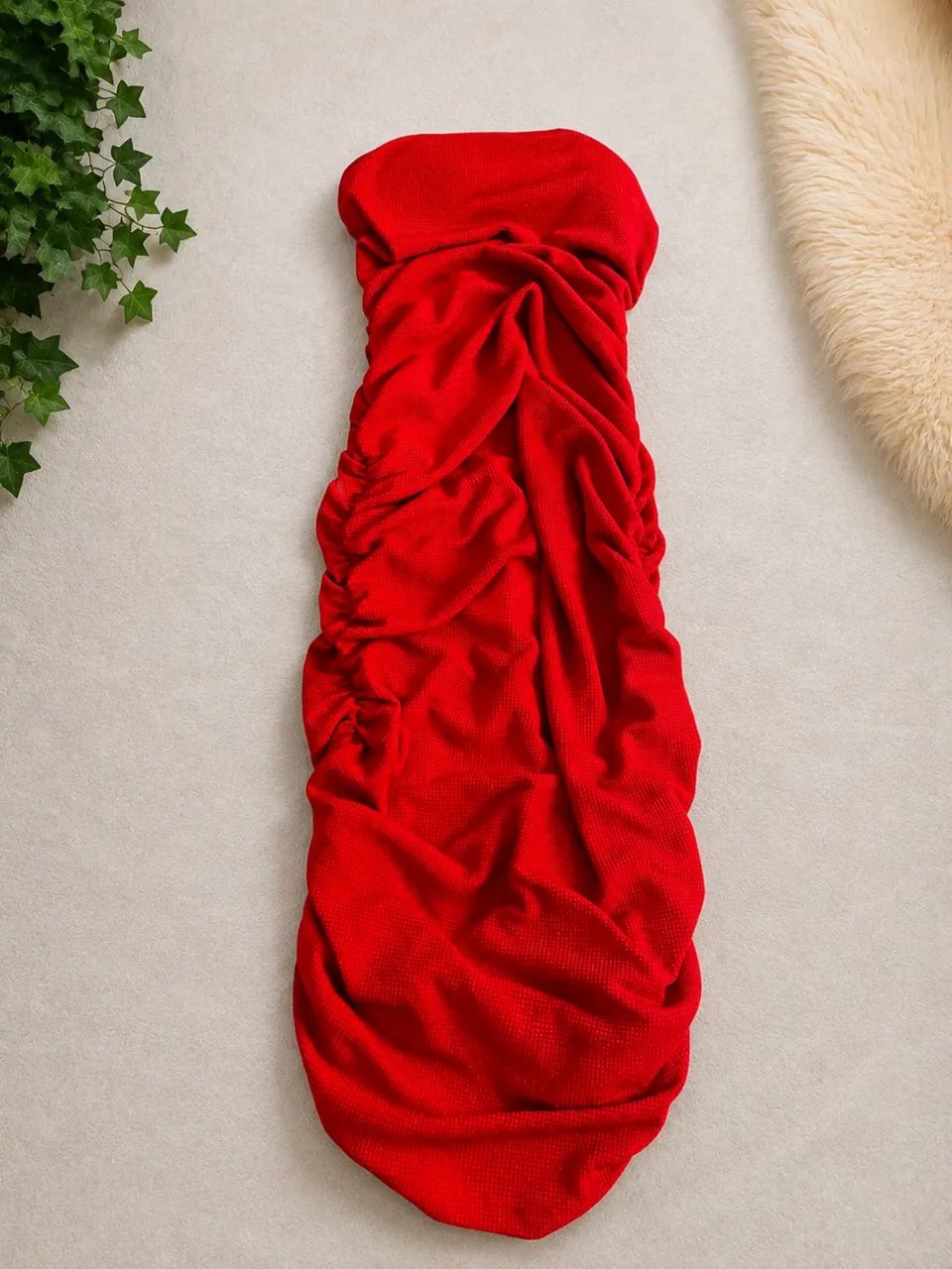 vestido feminino drapeado vermelho