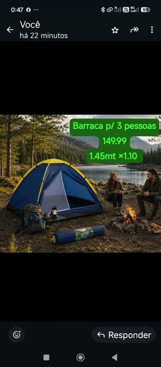 Barraca de camping 3 lugares 