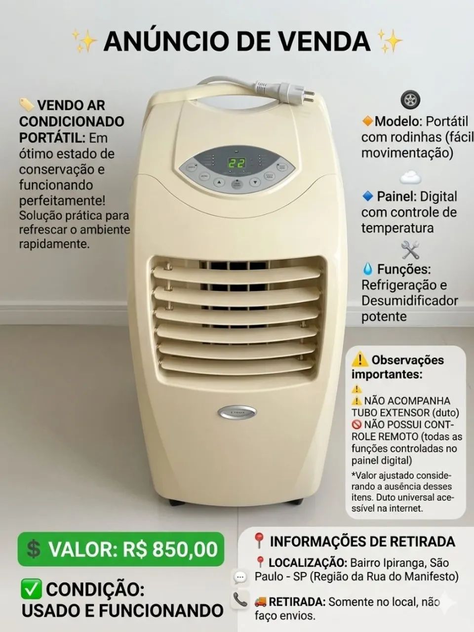 Ar condicionado portátil 