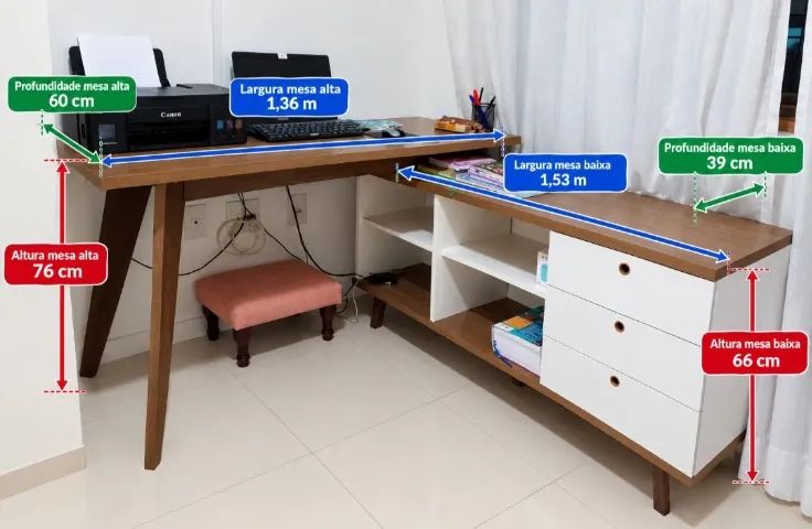 Mesa escrivaninha em L - Foto 3