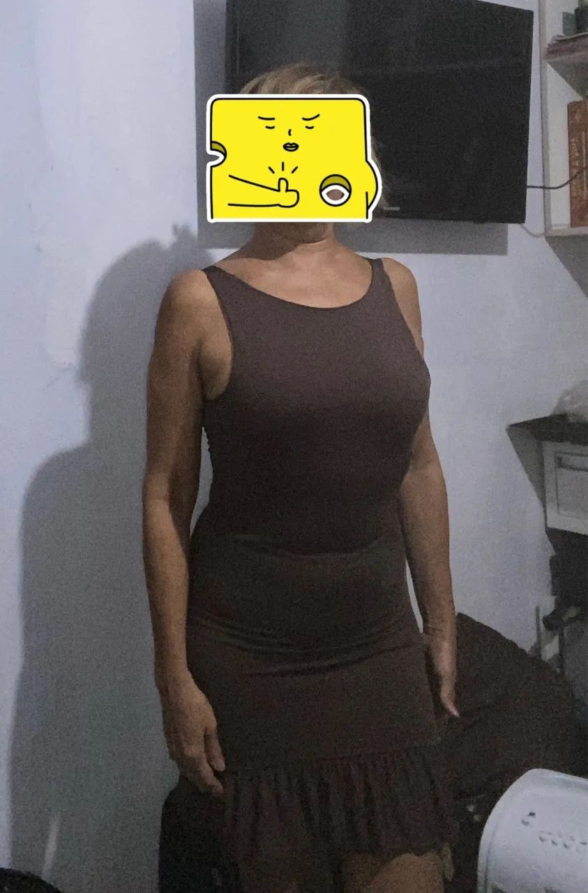 Vestido de malha marrom comprimento 0.80 - Foto 4