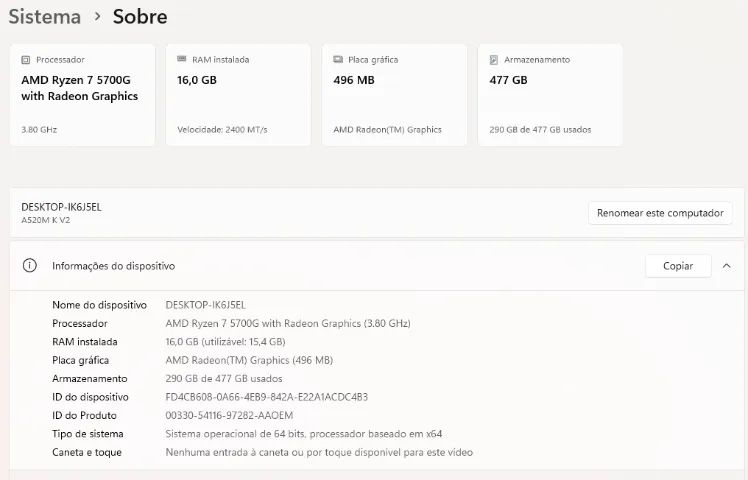 PC Gamer - AMD Ryzen 7 5700G - Foto 4