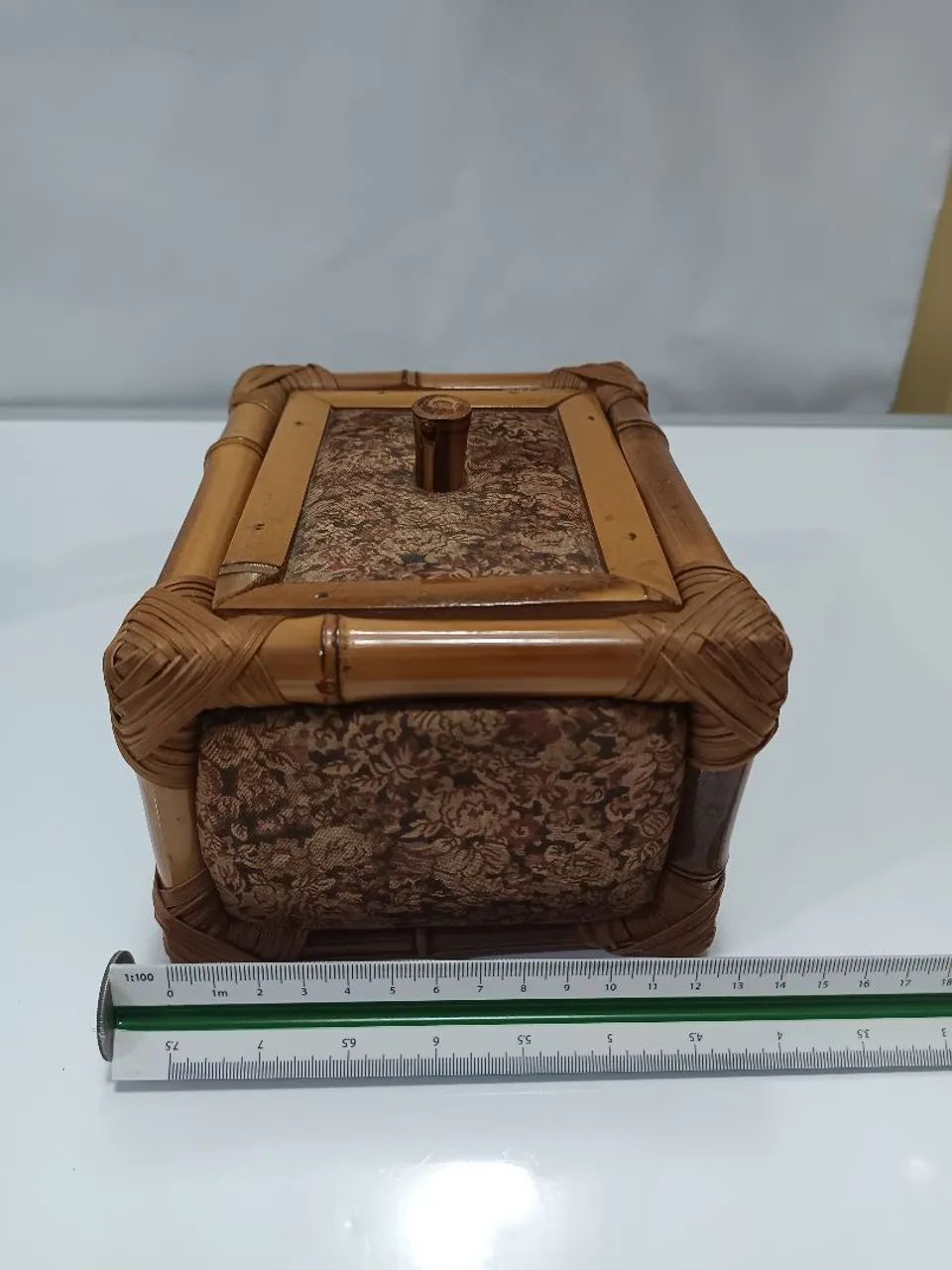 Caixa organizadora de bambu e tecido  - Foto 2