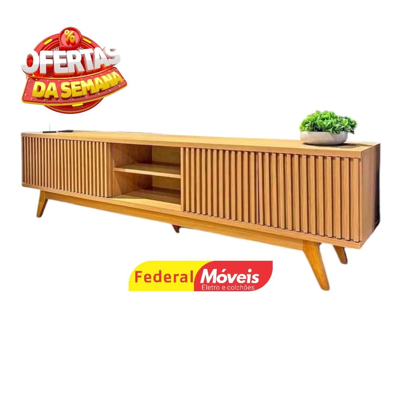 Rack para TV até 75" Portas Ripadas - Oferta