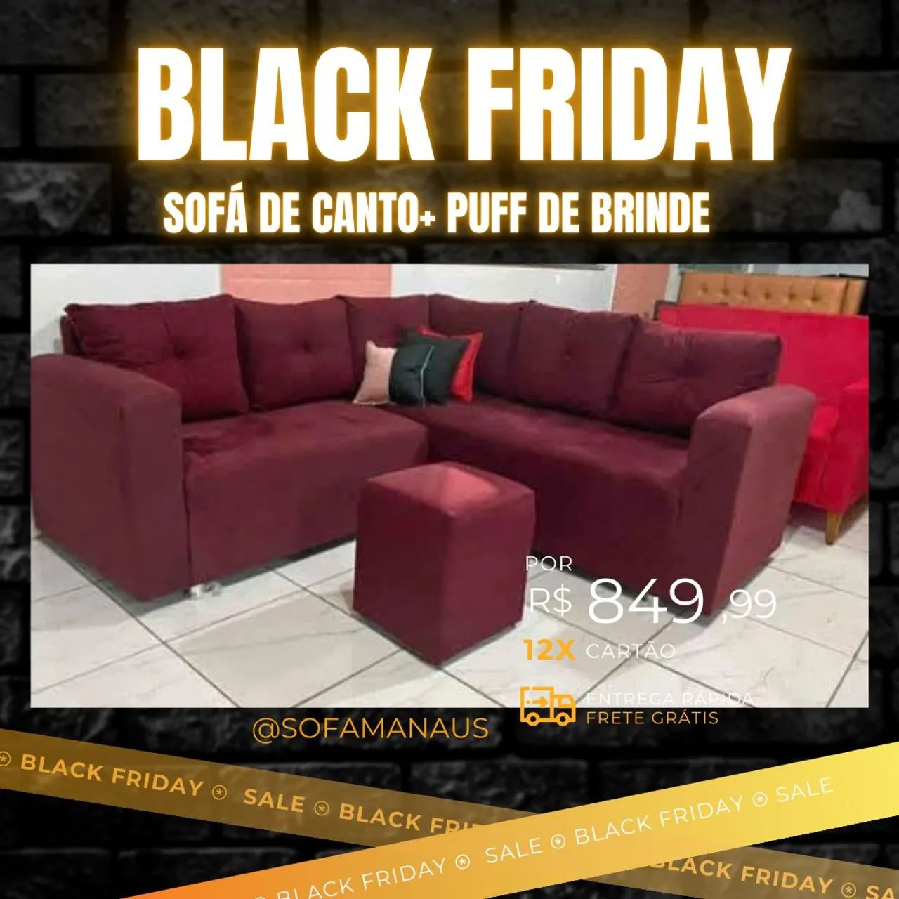 Sofá de canto L puff entrega grátis Manaus  - Foto 2