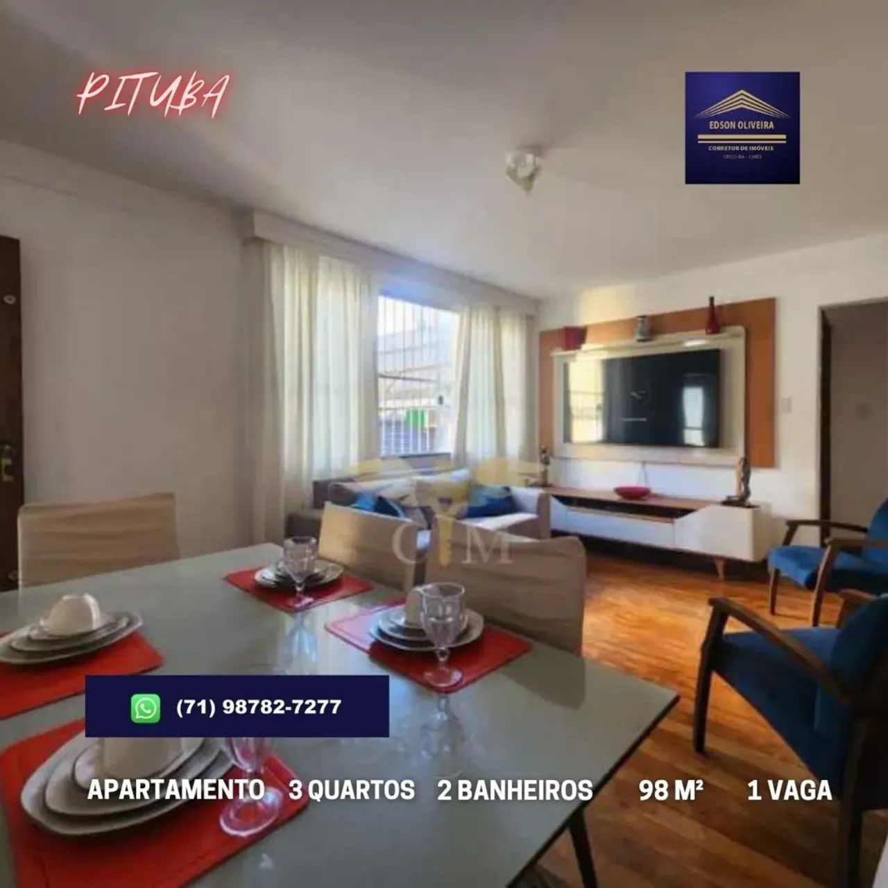 APARTAMENTO 3 QUARTOS (1 SUÍTE), 98M² - PITUBA