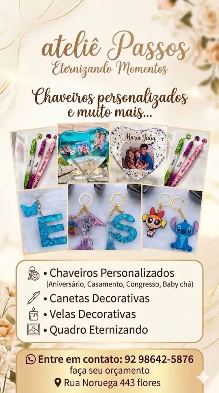 Serviços de lembranças em resina e velas 