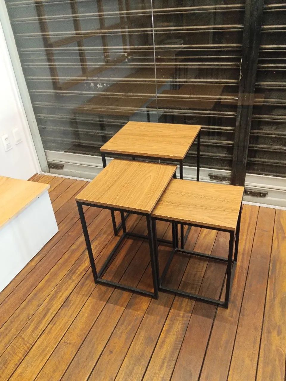 Jogo de Mesas Ninho Estilo Industrial-Conjunto com 3 peças  - Foto 2