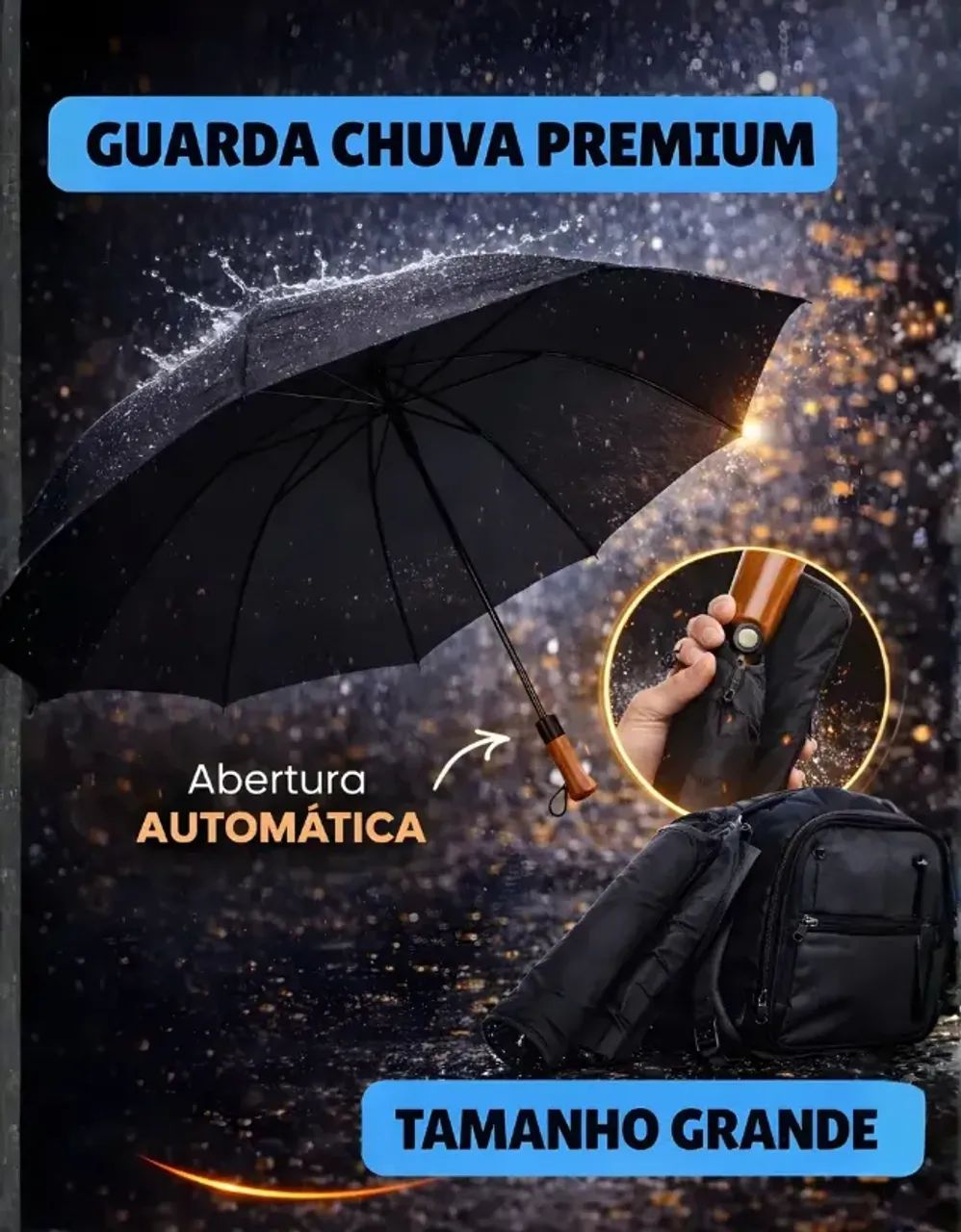 Guarda Chuva Sombrinha Automático Grande Reforçado Premium - Foto 2