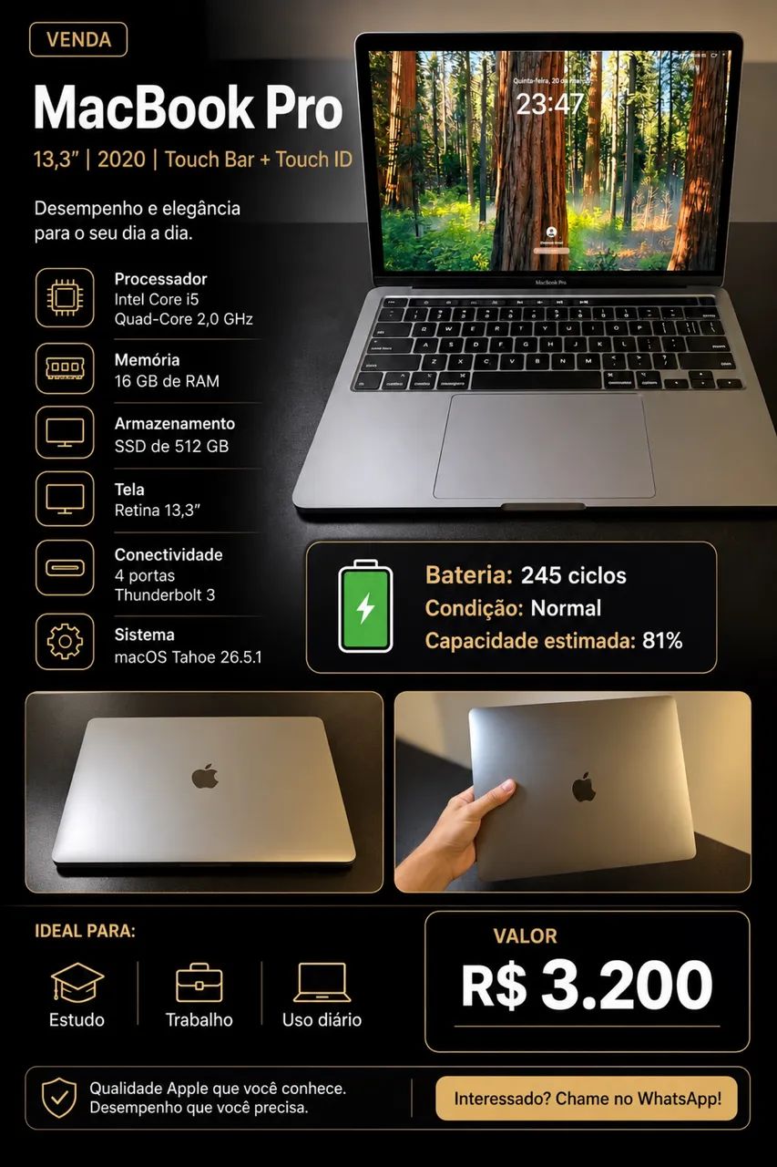 MacBook Pro 13? 2020 | i5 | 16 GB RAM | SSD 512 GB - Foto 2