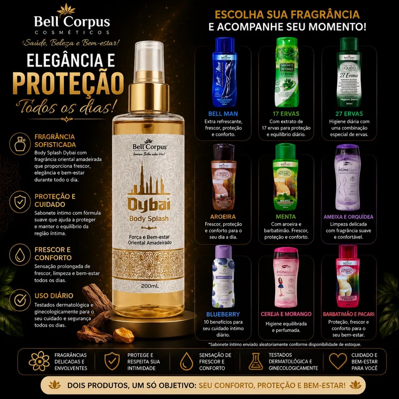 Kit Body Splash + Sabonete líquido corporal e íntimo 400ml