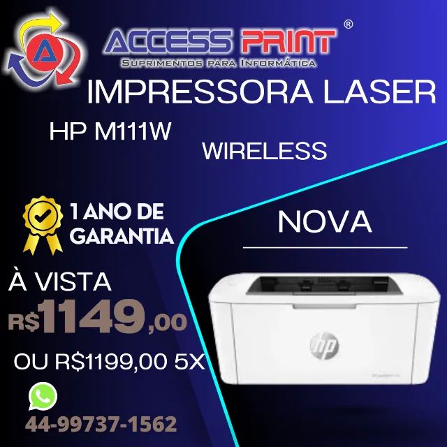 impressora nova laser hp wireless m111w 1ano de garantia