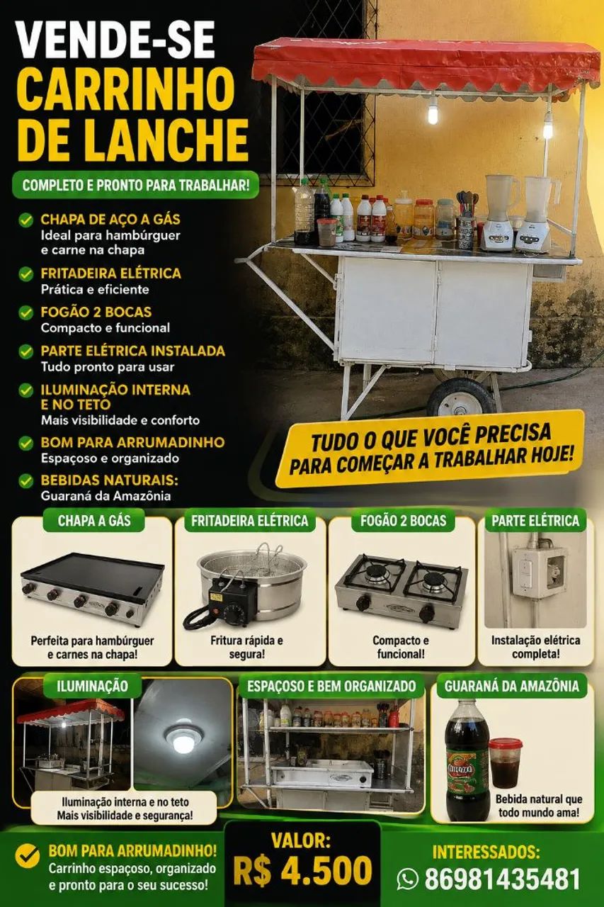 Carrinho de lanche completo