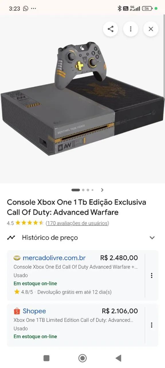 X box 1 terá. Modelo call of duth edição limitada