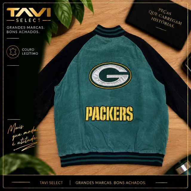 Jaqueta Green Bay Packers NFL em Couro - Foto 4