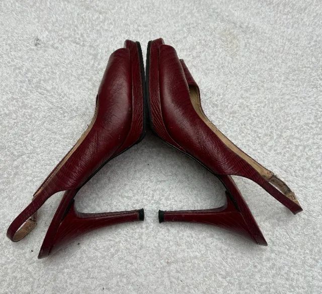 peep toe corello slingback vinho croco 38 - Foto 5