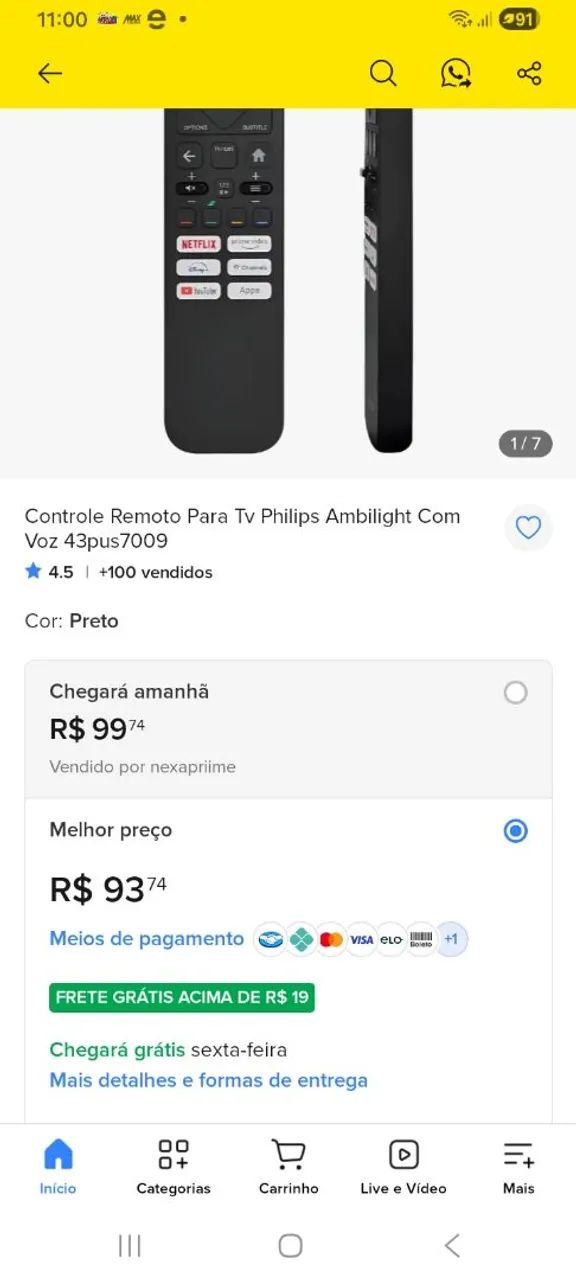 Controle remoto original  Ambilight Philips 